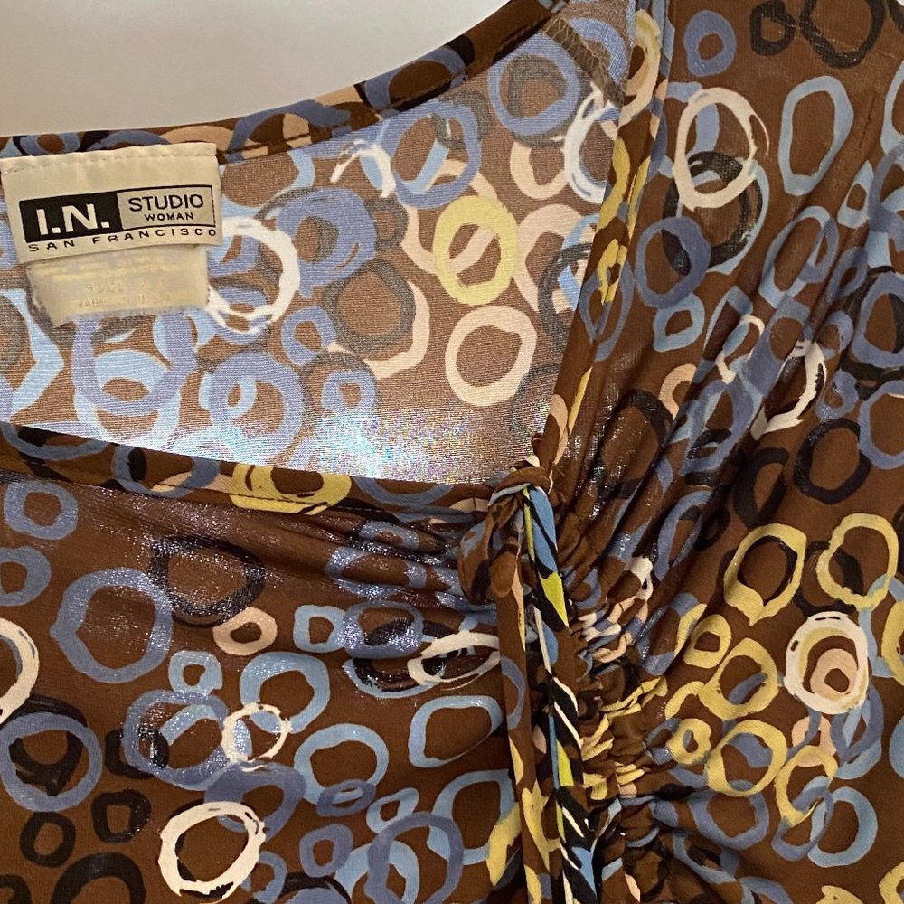 I.N. STUDIO Asymmetrical Rouched Neckline Top - Picture 7 of 9